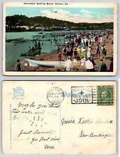 Dayton Kentucky MANHATTAN BATHING BEACH ON OHIO RIVER 1928 Postcard N123 picture