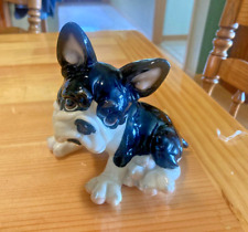 VTG Cute Boston Terrier French Bulldog Puppy Dog Figurine Ceramic 4” Tall picture