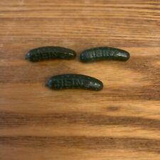 OLD VINTAGE HEINZ 3 pc PICKLE PIN PINS LOT FOOD ADVERTISEMENT BRASS SAFETY PIN picture