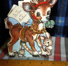  Vintage Merry Christmas *FAWN* CHARLES CHRISTIAN CULP die-cut / embossed /1946 picture