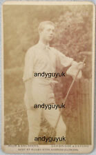 CDV RARE EARLY POLO PLAYER HORSE RIDER MALLET HANDSOME SPORT GAY ANTIQUE PHOTO picture