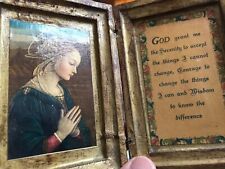 Vintage Made in Italy Florentine Madonna w prayer folding gilt frames 5 1/3” picture