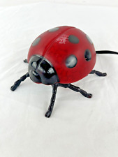 Vintage Brass Cast Iron Ladybug Mottle Glass Table Accent Lamp Night Light picture