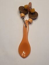 Bakelite Baby Spoon and Teething Crib Rattle Toy Antique c. 1930s-40s Exc Cond picture