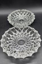 2 Vintage Large Lead Crystal Cut Clear Glass Cigar Cigarette Ashtray picture