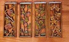 Set Of 4 MCM MID CENTURY WALL HANGING ART FLOWERS ROSES HOLLY 15