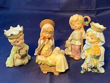 Vintage Nativity Set Children's 5 Pcs Mary Baby Jesus Wiseman Shepherd Porcelain picture