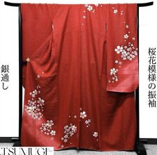 Kimono Furisode Silver Cherry Blossom  Kimono Sunny Day Coming-Of-Age Ceremony G picture