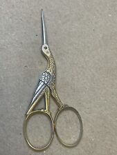 Solingen Germany Stork Bird Embroidery Scissors Silver Gold Sharp picture