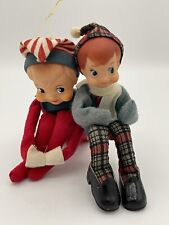 Christmas Elves Vintage JAPAN Classic knee-hugging Set Of Two. picture