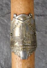 1933 Chicago Worlds Fair Walking Cane - Solid Wood -  Plaque - Stick - 36