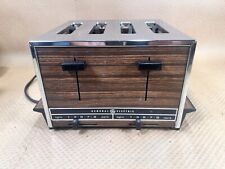 VTG GE General Electric 4 Slice Toaster A7T128 Chrome Woodgrain Works picture