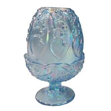 Vintage Fenton Ice Blue Pearl Iridescent Lily of the Valley Fairy Lamp - 7