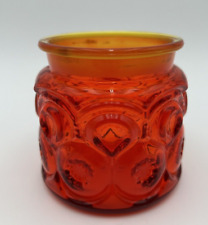Vintage LE Smith Moon And Stars Red Amberina Glass  Canister Without Lid 