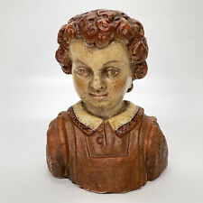 Vintage Chalkware Bust of a Young Child With Curly Red Hair 9