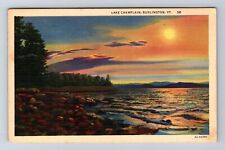 Burlington VT-Vermont, Lake Champlain, Antique Souvenir Vintage c1937 Postcard picture