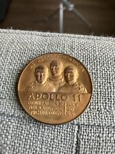 1969 Almost Mint NASA Apollo 11 First Moon Walk Landing Bronze Space Coin Token picture