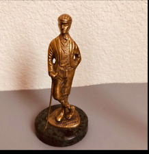 Vintage Bronze Golfer on a Green Marble Base w/ Bent Driver Club picture