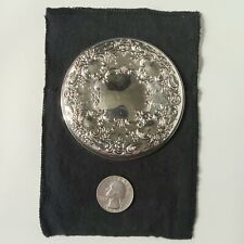 Vintage Towle Sterling SIlver Floral Repousse Ladies Purse Mirror Round 925  picture