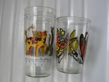 2 Peanut Butter/Jelly Glass Jars Cats On A Fence & Butterflies picture