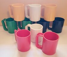 Ingrid Set Of 10 Colorful Plastic Cups with Handles Mugs Vintage  picture