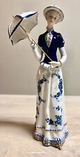 KPM Hand Painted Porcelain Victorian Lady With Umbrella 24k Gold Trim Statue picture