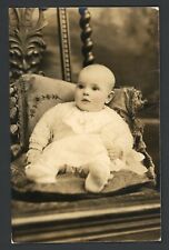 Cute Rosy Cheeked Wide Eyed Baby RPPC Tinted Snapshot Photo 1920s Interior picture
