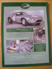 LYNX LIGHTWEIGHT E-TYPE LOW DRAG COUPE CAR 1998 ADVERT A4 SIZE FILE 20 picture