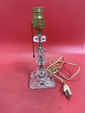 Antique Electric Cut Glass Mantle or Dresser Lamp Art Deco Style - Works picture
