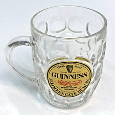 GUINNESS Extra Stout Tankard Beer Mug Heavy Dimpled Glass St. James Gate 16oz picture