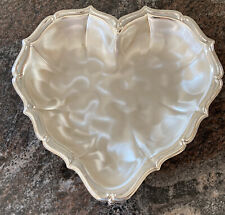 Vintage WMF Ikora Candy Dish Heart Shape Brushed Silver Plate Germany Footed picture