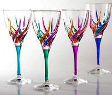 VENETIAN CARNEVALE WINE GLASSES - SET OF FOUR - HAND PAINTED CRYSTAL picture