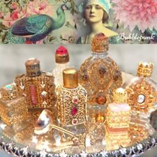 Antique Vintage Jeweled Ormolu Miniature Perfume Bottle Lot Vanity Czech picture