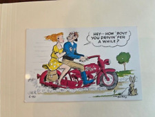 Vintage Humor Postcard Bob Petley C-80 - Motorcycle couple picture