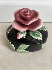Fitz & Floyd Trinket Box Rose Ornate Japanese Floral Decor Storage Vintage 80s picture