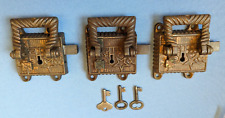 3 ornate Victorian style lift latch locks, cast, star & clover, approx. 3