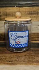 Vintage Pillsbury Doughboy Poppin Fresh Goodies Glass Cookie Candy Jar Woode Lid picture