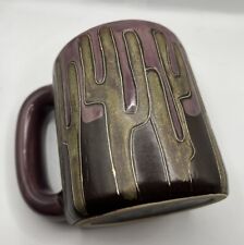 Vintage MARA Pottery Heavy Mug Purple Southwest Cactus Desert Coffee Mug Mexico picture