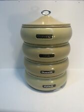Rare Vintage Lincoln BeautyWare Olive Green Canister Set Flour Tea Sugar Coffee. picture