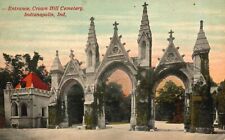 Vintage Postcard 1912 Entrance Crown Hill Cemetery Indianapolis IN Indiana picture