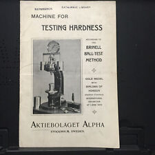 Vtg Aktiebolaget Alpha Catalog ~ Hardness Testing Machine Dr. Brinell Ball Test picture
