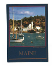 Sailing Ships Docked in Boothbay Harbor Maine Postcard Unposted picture