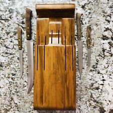 Ekco Flint Stainless Vanadium 4 Knife Set Plus 6 Slot Wood Hanger Holdster picture