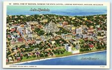 Postcard Aerial of Madison, Wisconsin linen G144 picture
