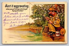 Aint It Aggravating When You Go Fishing & Only Get Mosquito Bites Comic Postcard picture