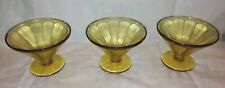 Lot of 3 Vintage Federal Yellow Glass Footed Sherbet Bowls: Panel(?) Pattern picture