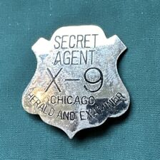 1930's SECRET AGENT X-9 Chicago Herald And Examiner badge pinback Newspaper picture