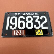 Antique 1954 Delaware State Bicycle License Plate Miniature Bike picture
