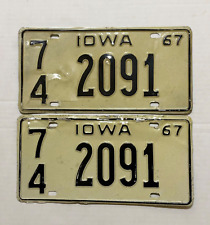 Pair of Vintage 1967 Iowa License Plates Palo Alto County picture