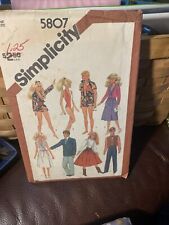 Vintage 1982 Simplicity Pattern 5807 For 11.5 & 12 Inch Barbie & Ken picture